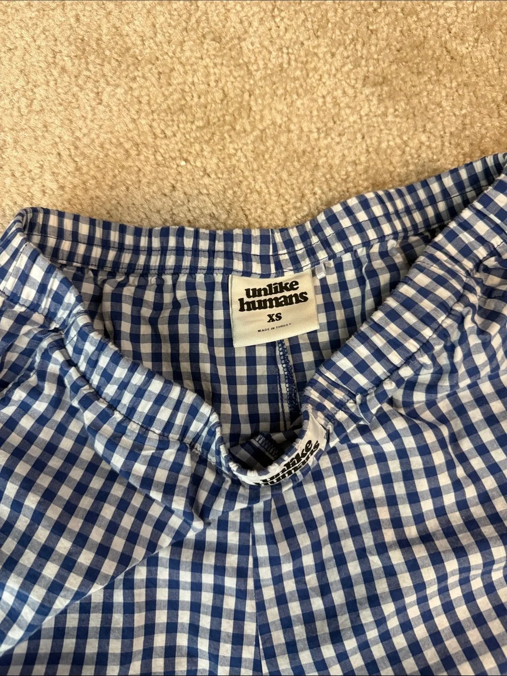 Unlike Humans Blue Gingham Women’s Shorts